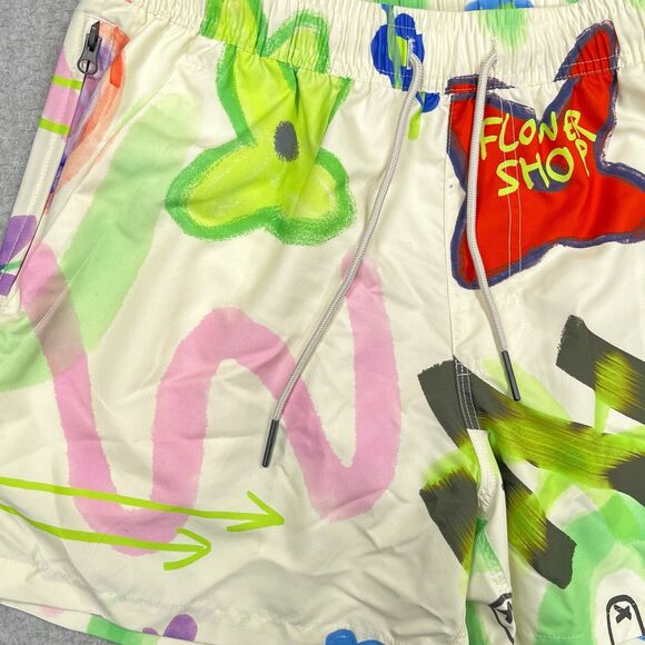 NEW OAS Flower Shop Swim Shorts Mens Size Large Floral Trunks Pockets Sweden - Picture 11 of 15